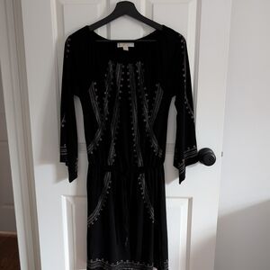 Black Long-Sleeve Embellished Women's Dress